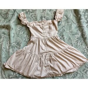 STAUD Cream Puff Sleeve Mini Dress Size 2 Tiered Skirt Cottagecore Romantic